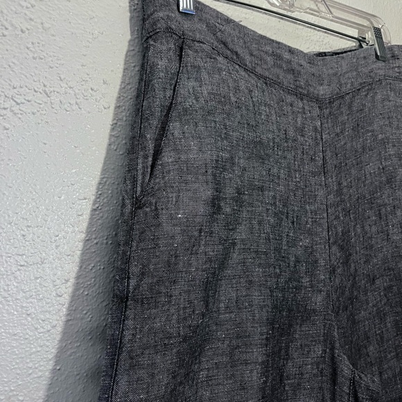 Catherine Malandrino Lagenlook Gray 100% Linen Wide Legs Elastic Waist Pants M - Picture 4 of 7